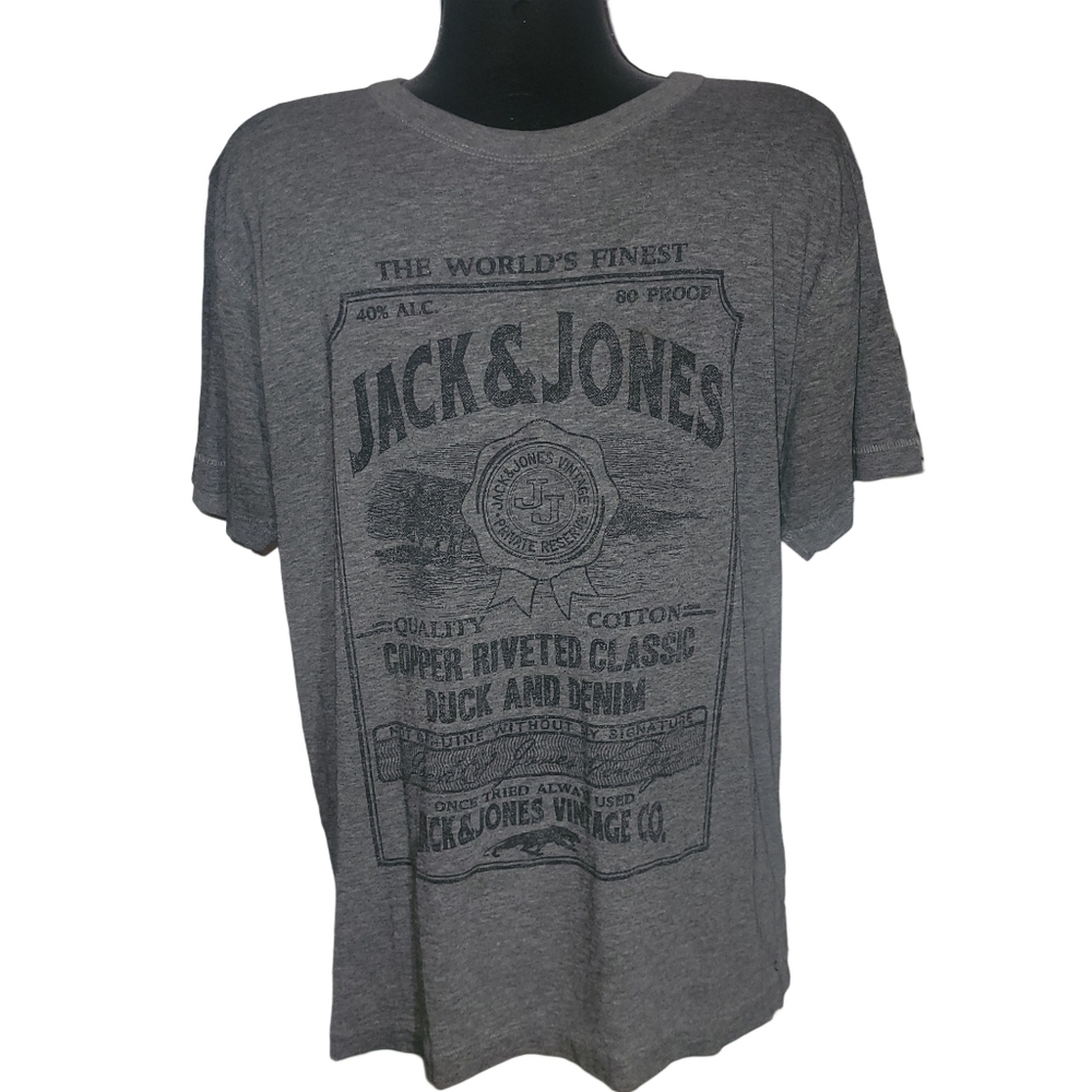 Jack & Jones Grey Short Sleeve Classic T-Shirt Size XL
